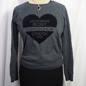 Victoria's Secret LONDON Fashion Show 2014 Crew Neck Sweatshirt Dk Gray Size S